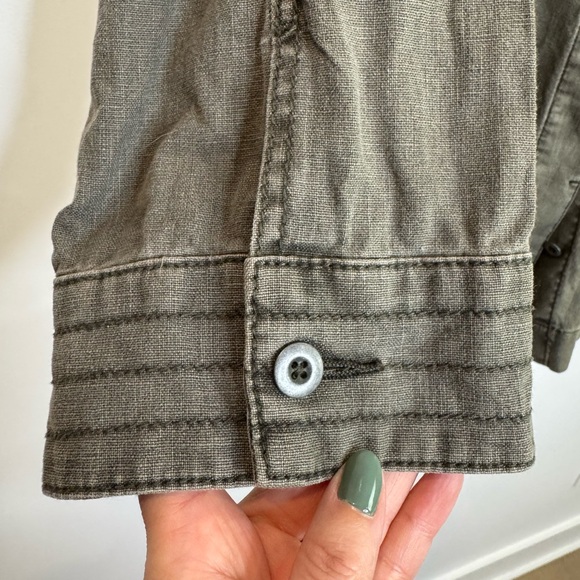 BDG Olive Military Field utility linen blend cargo pocket Jacket size large - Picture 8 of 9